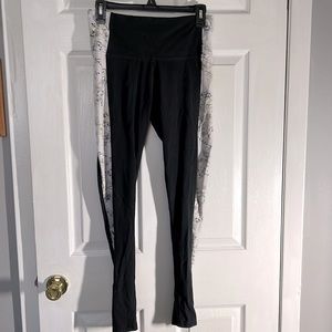 Victoria Sport black Work out leggings with floral print on side Medium